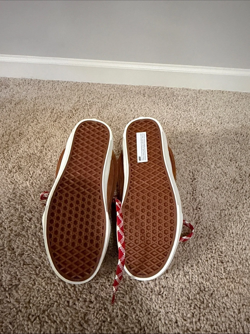 Vans Casual Sneakers in Brown with Red Accent Laces
